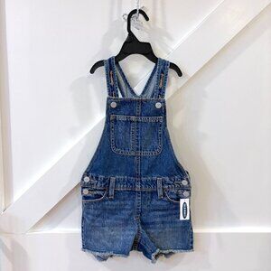 FINAL PRICE NWT Denim Jean Shorteralls Dark Fray Cutoff Shorts Overalls Girls